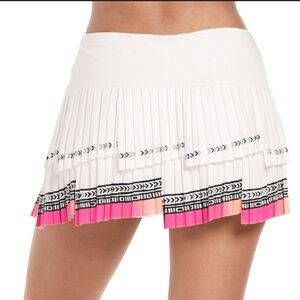 Lucky in Love White and Pink Pleated Skirt